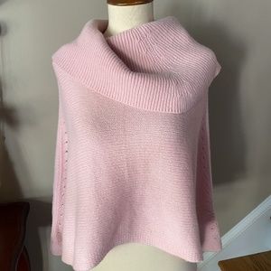 BCBG Pink Cowl Neck Sweater Poncho  OS